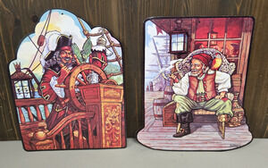 VTG 1990s Beistle Pirate Wall Plaques Pair Bar Pub Man Cave Nautical Decor